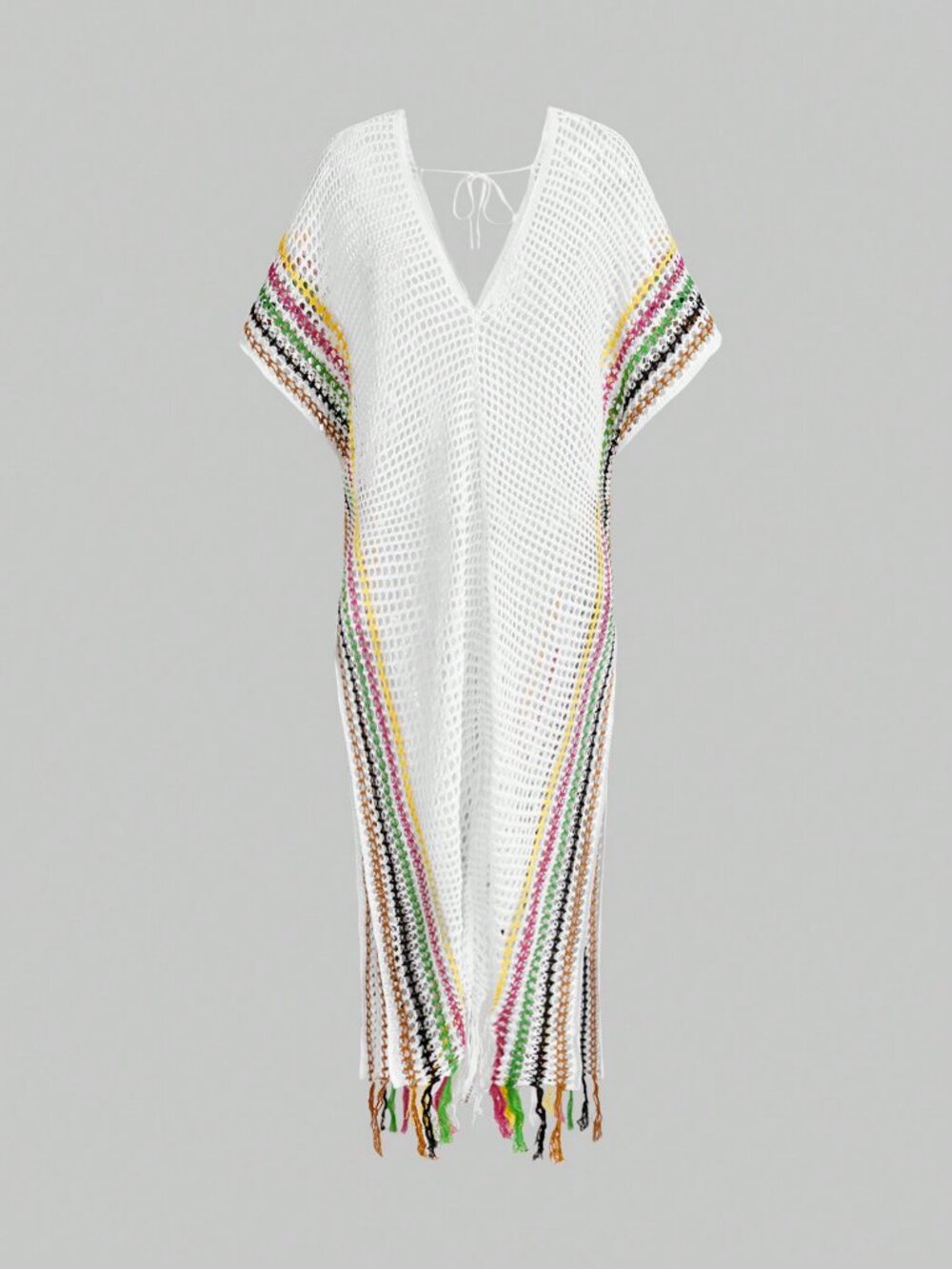 White Sexy Women's Halter Neck Knit See-Through Dress Maxi Outfit - Picture 3 of 6